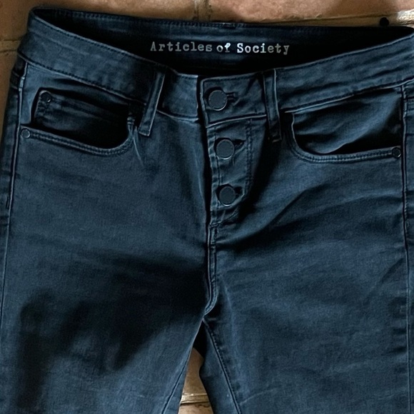 Articles of Society Britney Merced Skinny Jeans 27 Charcoal Gray Button Front - Picture 12 of 12